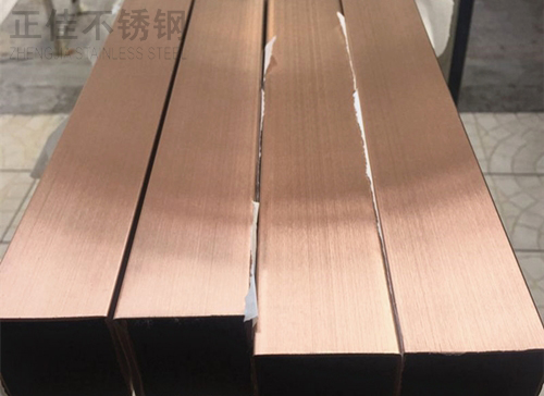 304不锈钢方管玫瑰金拉丝